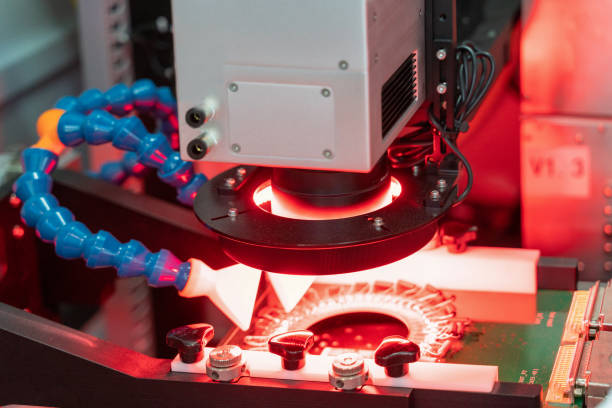 semiconductor board detection process with laser detector.